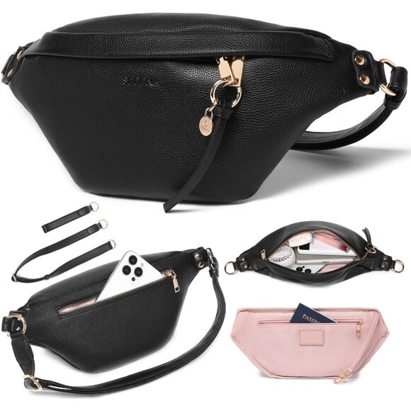 Black Vegan Leather RFID Anti-Theft Crossbody Bag with Adjustable Strap for Wome - Picture 1 of 9